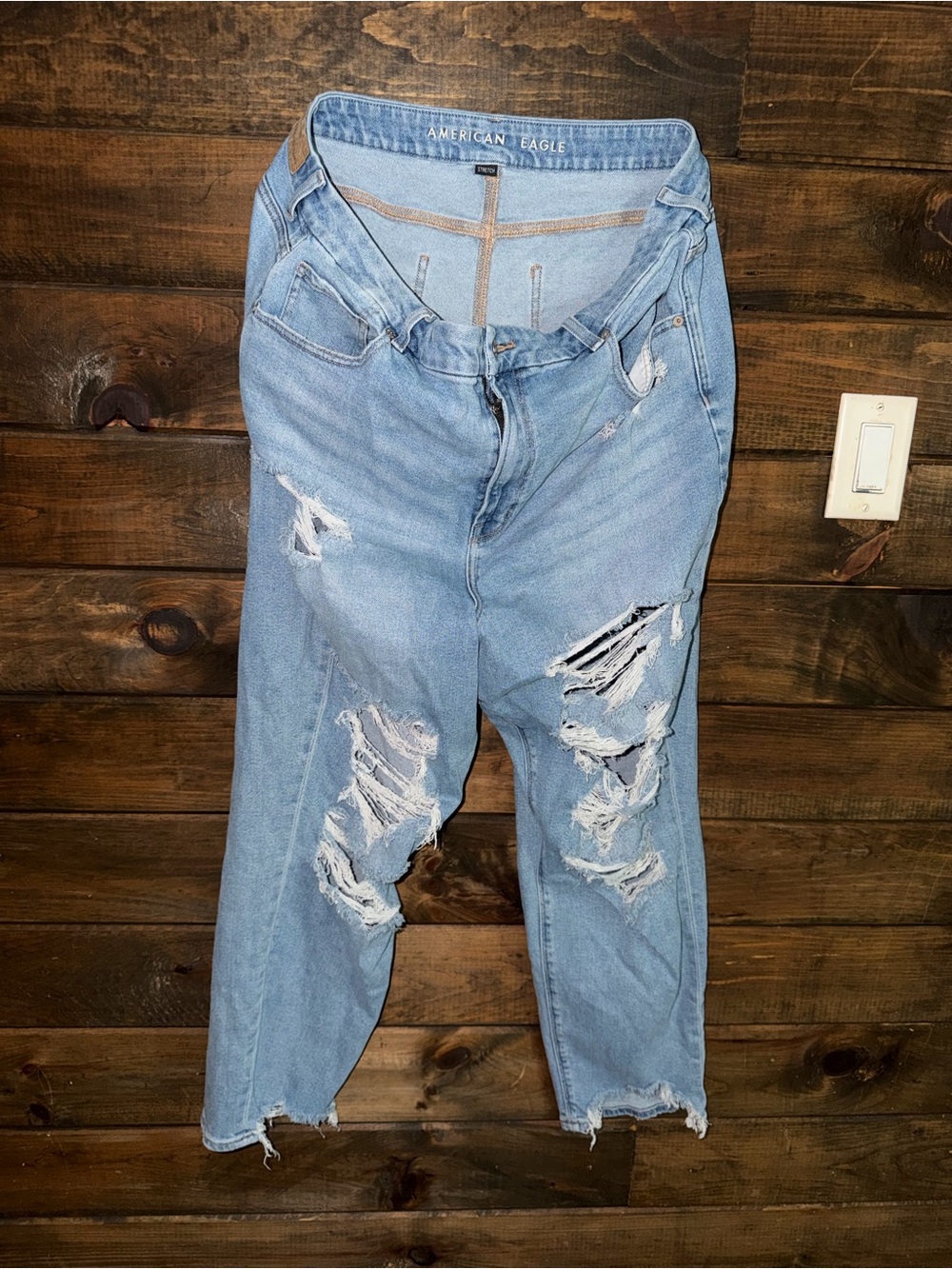 American Eagle Outfitters Distressed Light Blue Boyfriend Jeans